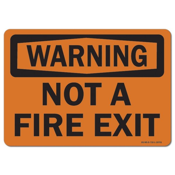 Signmission Safety Sign, OSHA Warning, 5" Height, Not A Fire Exit, Landscape OS-WS-D-57-L-19701